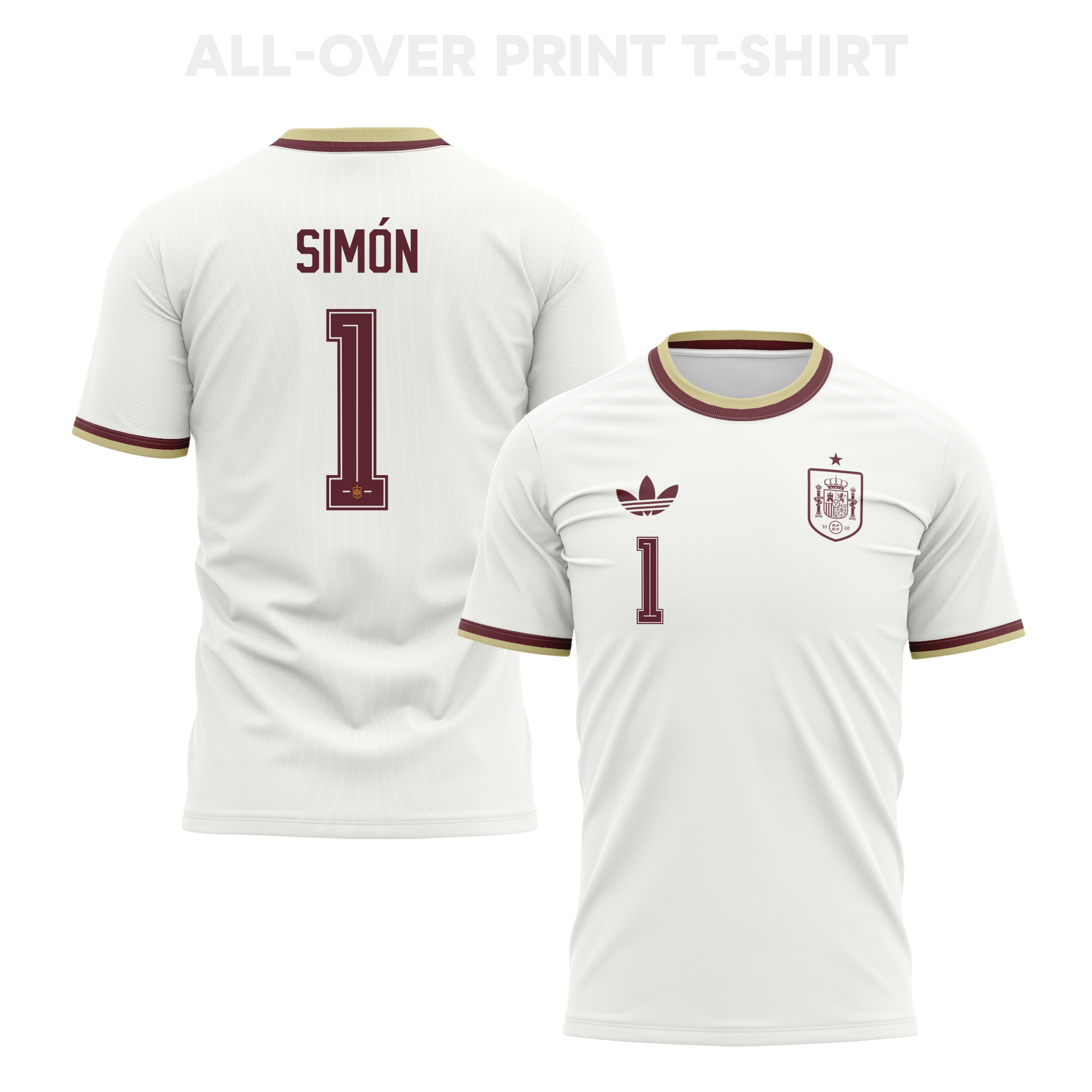 Unai Simón 1 Spain 2026 Away 3D T-Shirt Fully Printed – Unisex, White - Jersey Teams