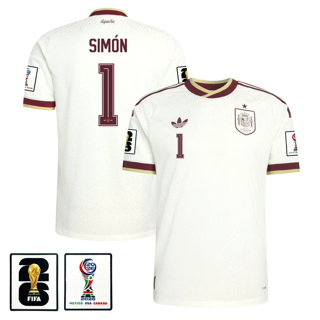 Unai Simón 1 Spain National Team 2026 x World Cup Patch Away Jersey - White, Men - Jersey Teams