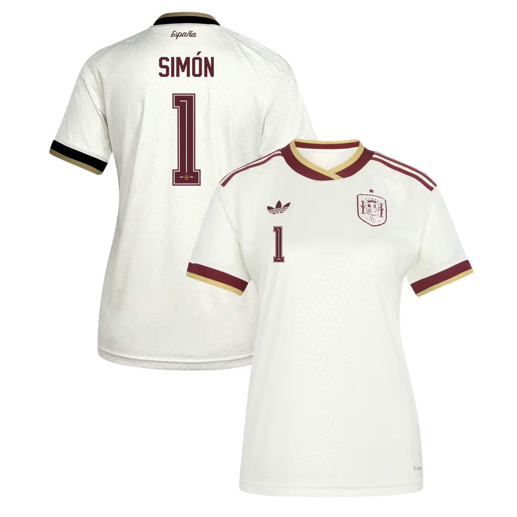 Unai Simón 1 Women's Spain National Team 2026 Away Jersey - White - Jersey Teams