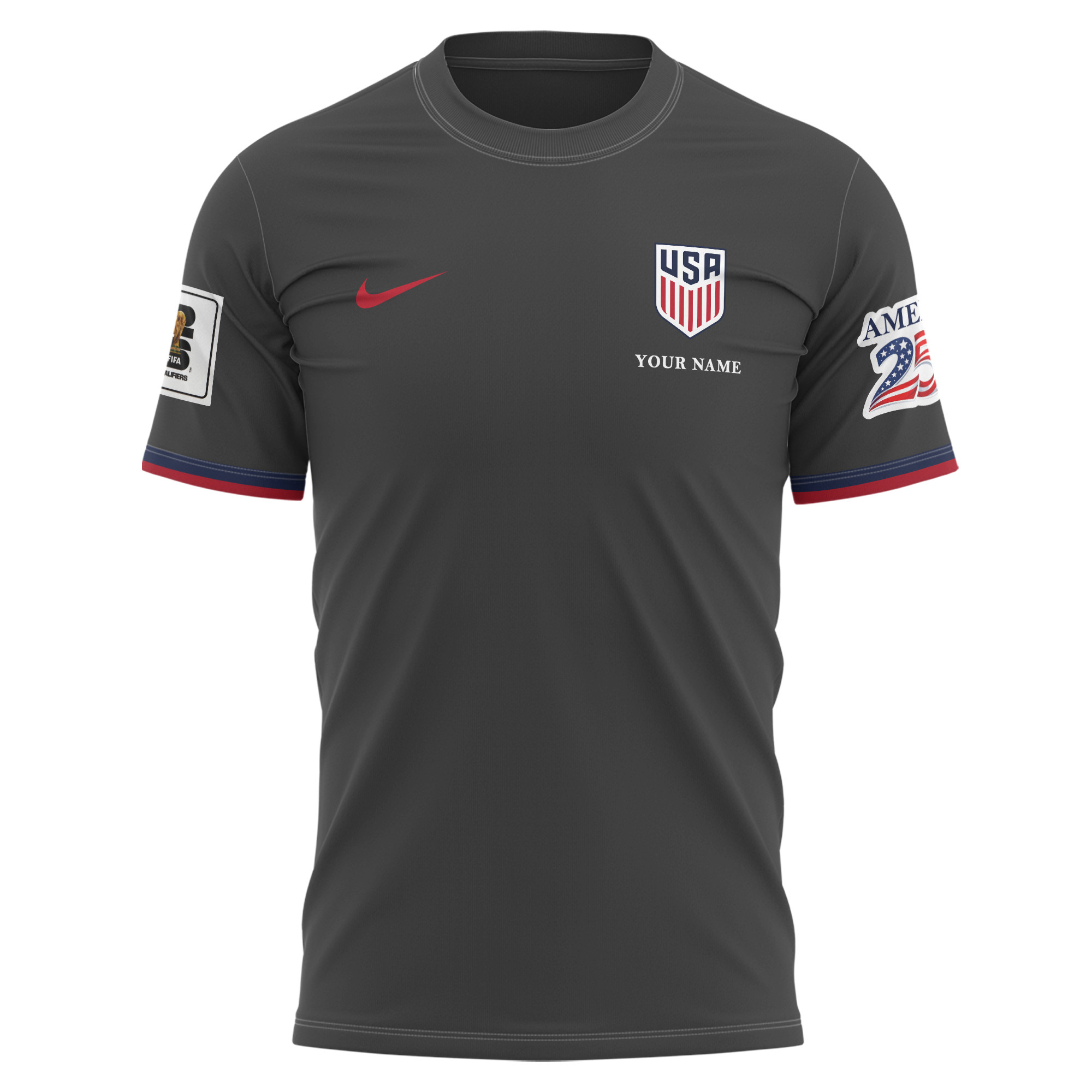 USA x World Cup 2026 Patriotic Eagle America 250 T-shirt Printed – Dark Grey – Jersey Teams