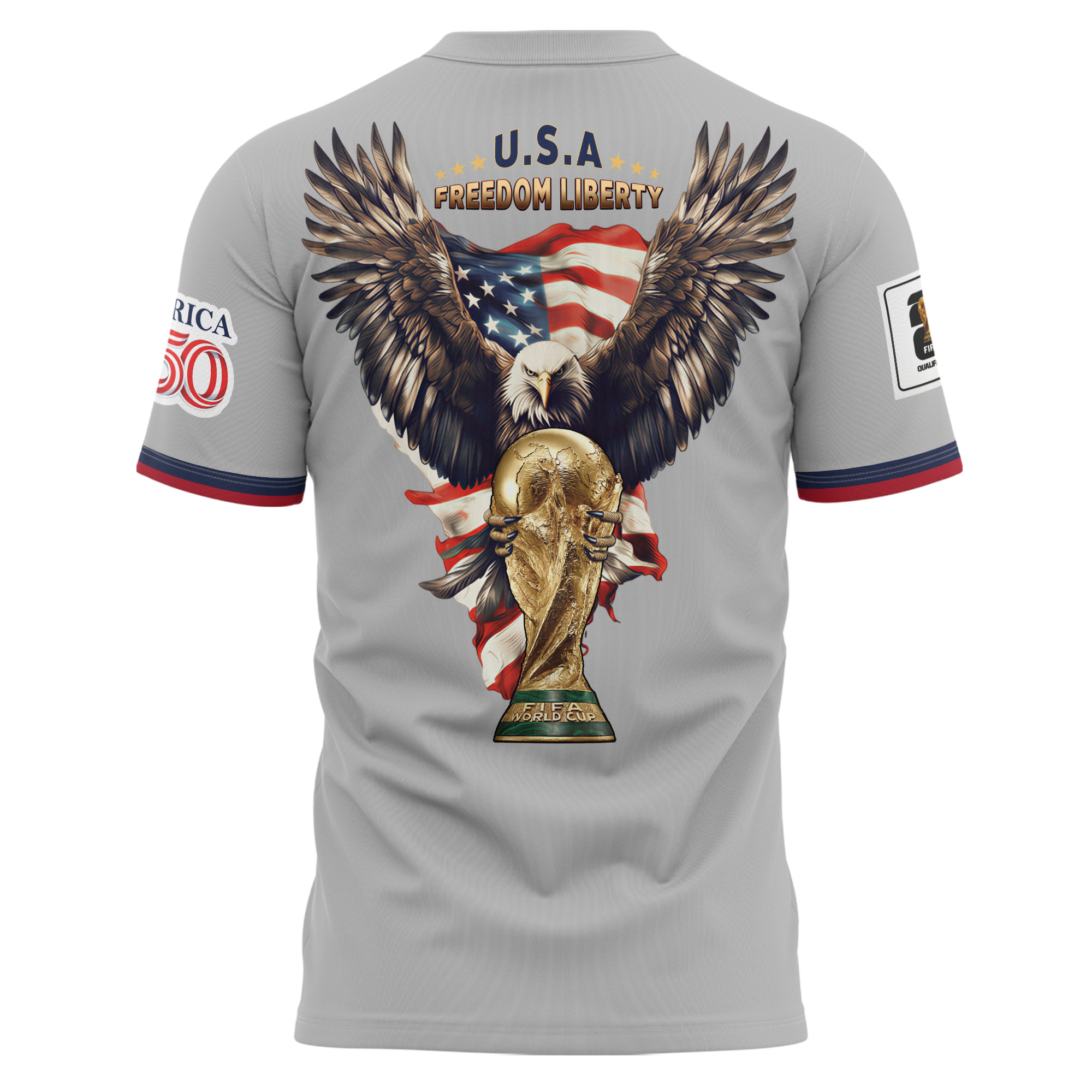 USA x World Cup 2026 Patriotic Eagle America 250 T-shirt Printed - Heather Grey - Jersey Teams