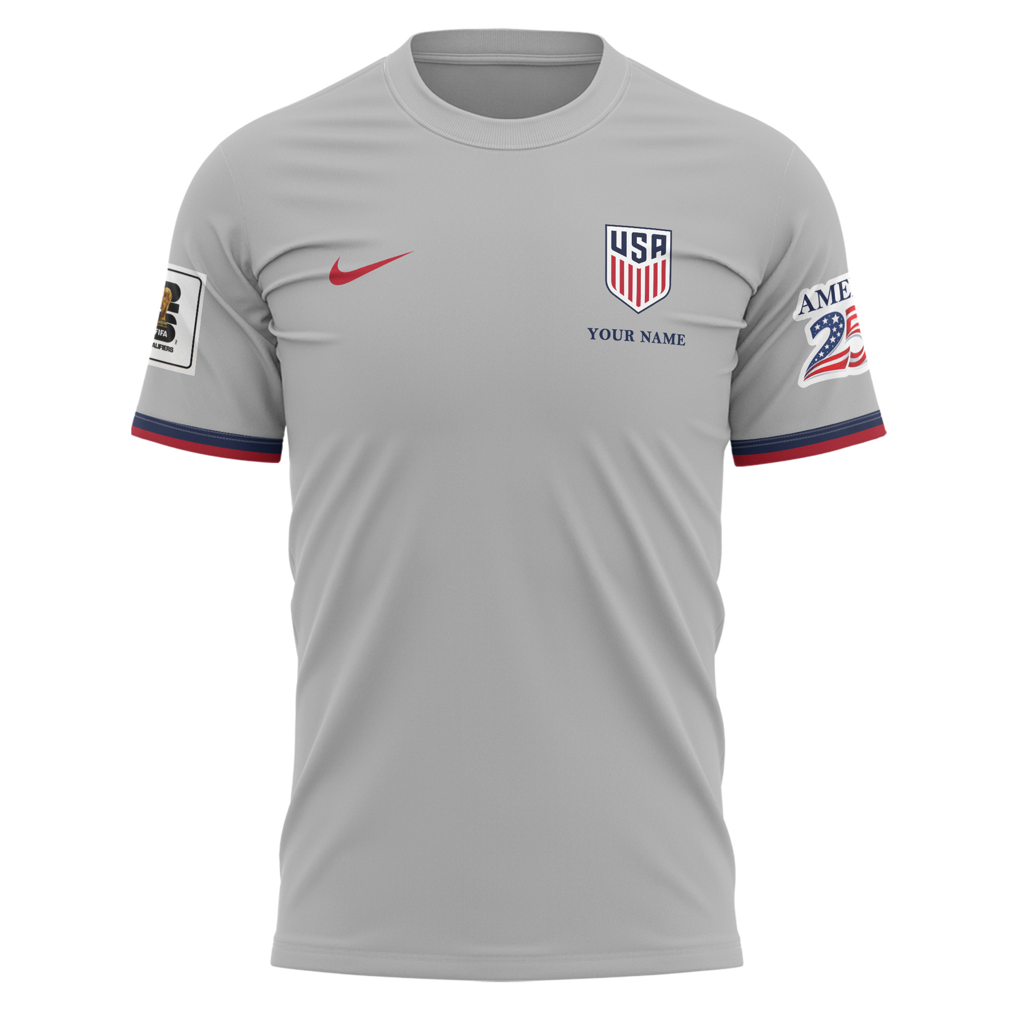 USA x World Cup 2026 Patriotic Eagle America 250 T-shirt Printed – Heather Grey – Jersey Teams