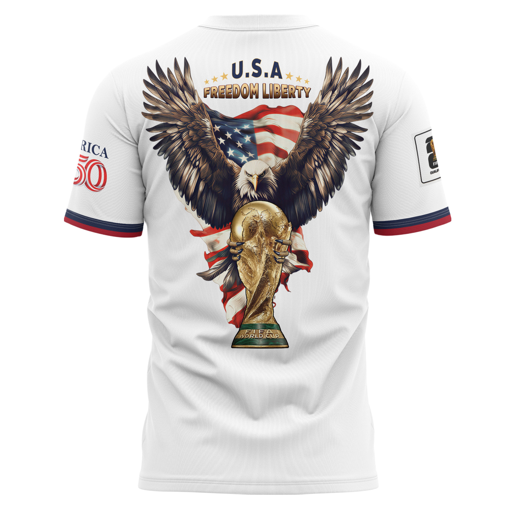 USA x World Cup 2026 Patriotic Eagle America 250 T-shirt Printed - White - Jersey Teams