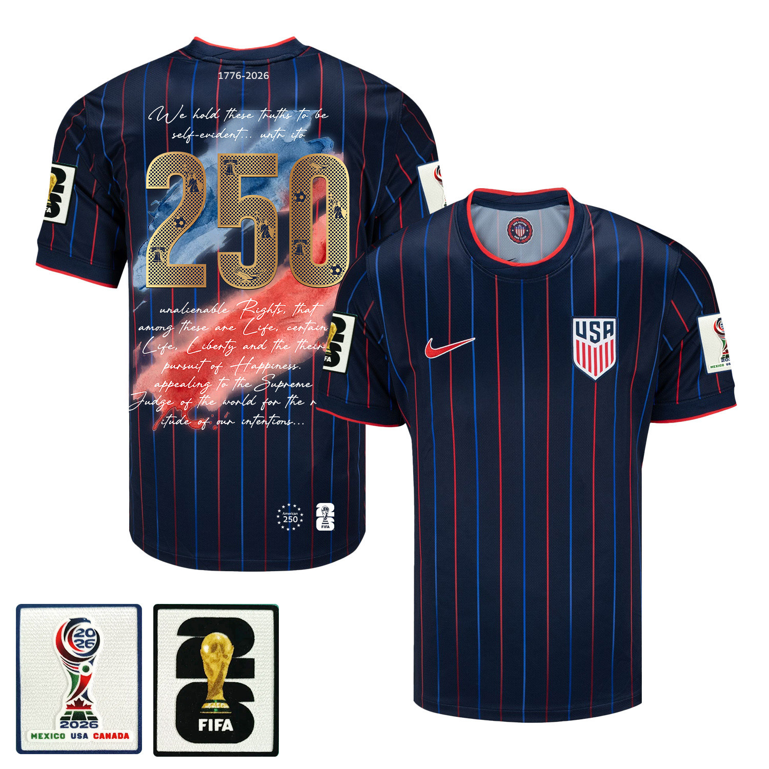 USMNT 2026 Away Soccer Jersey - USA Freedom Heritage Design, Men Navy - Jersey Teams