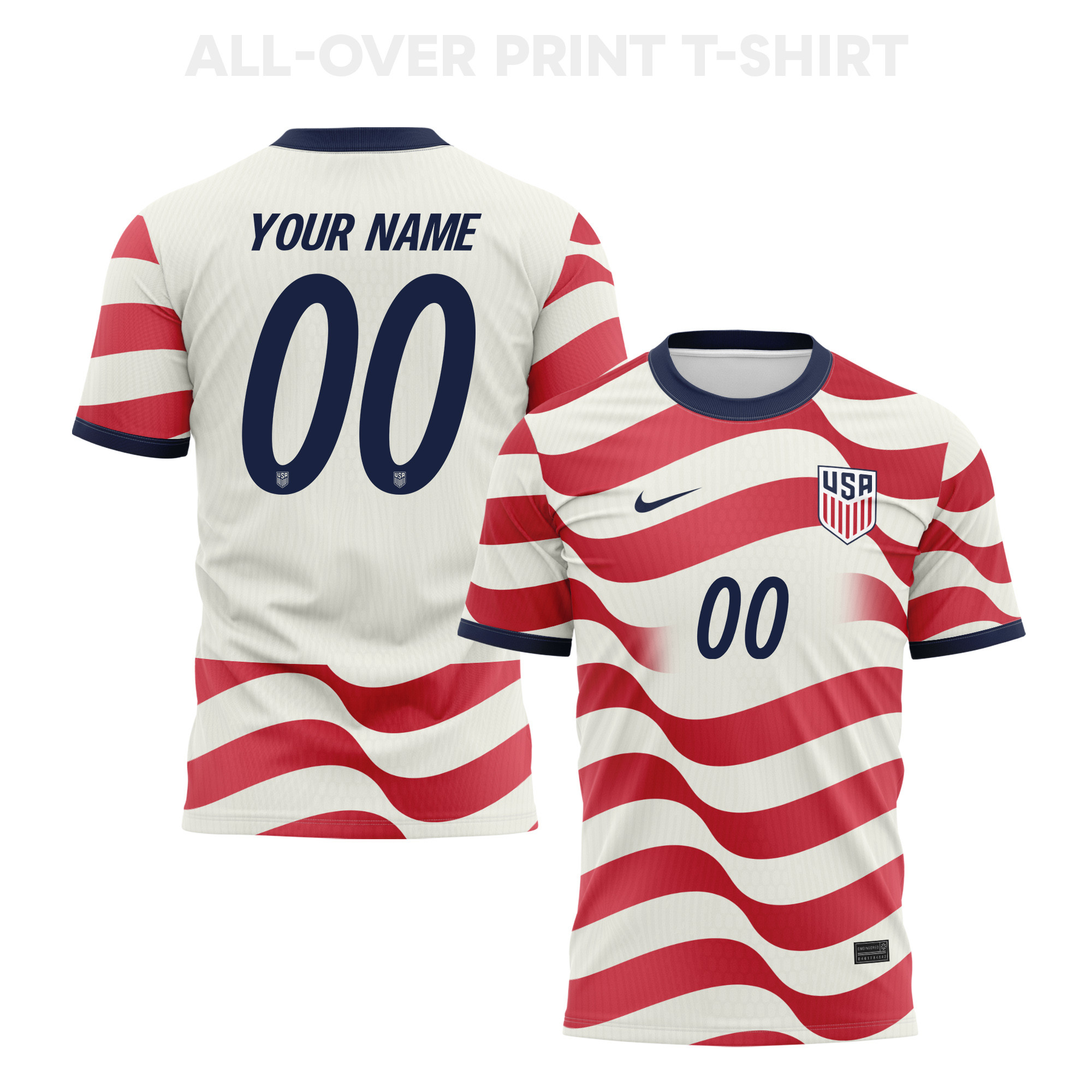 USMNT 2026 Home 3D T-Shirt Fully Printed – Personalized – Unisex, White/Red - Jersey Teams