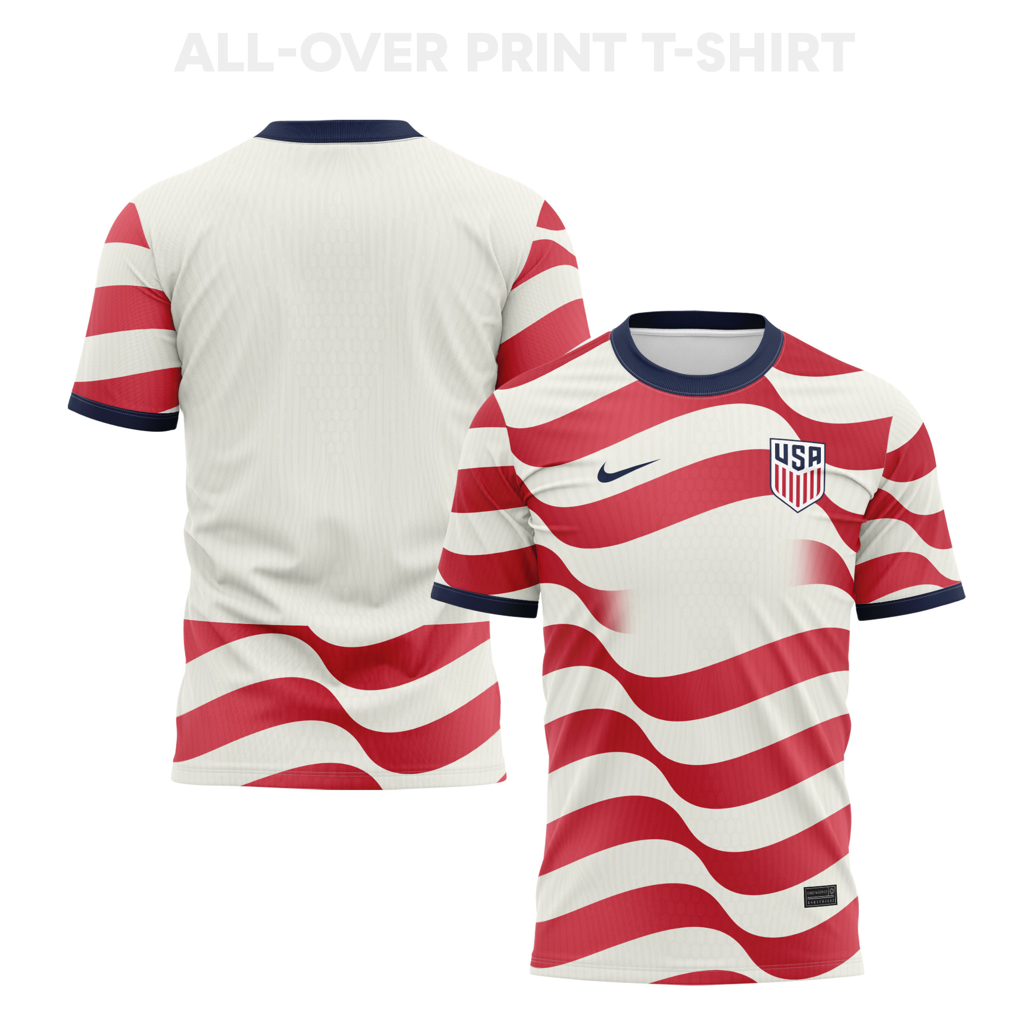 USMNT 2026 Home 3D T-Shirt Fully Printed – Unisex, White/Red - Jersey Teams
