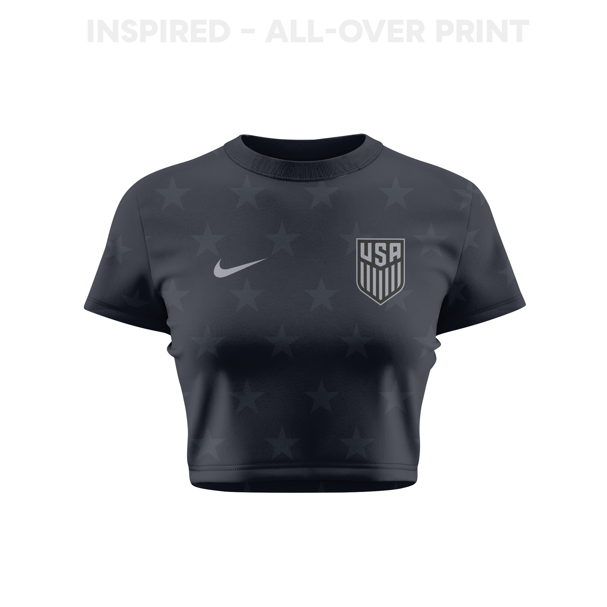 USMNT 2026 Women's Away All-Over Print Cropped Jersey - Black - Jersey Teams