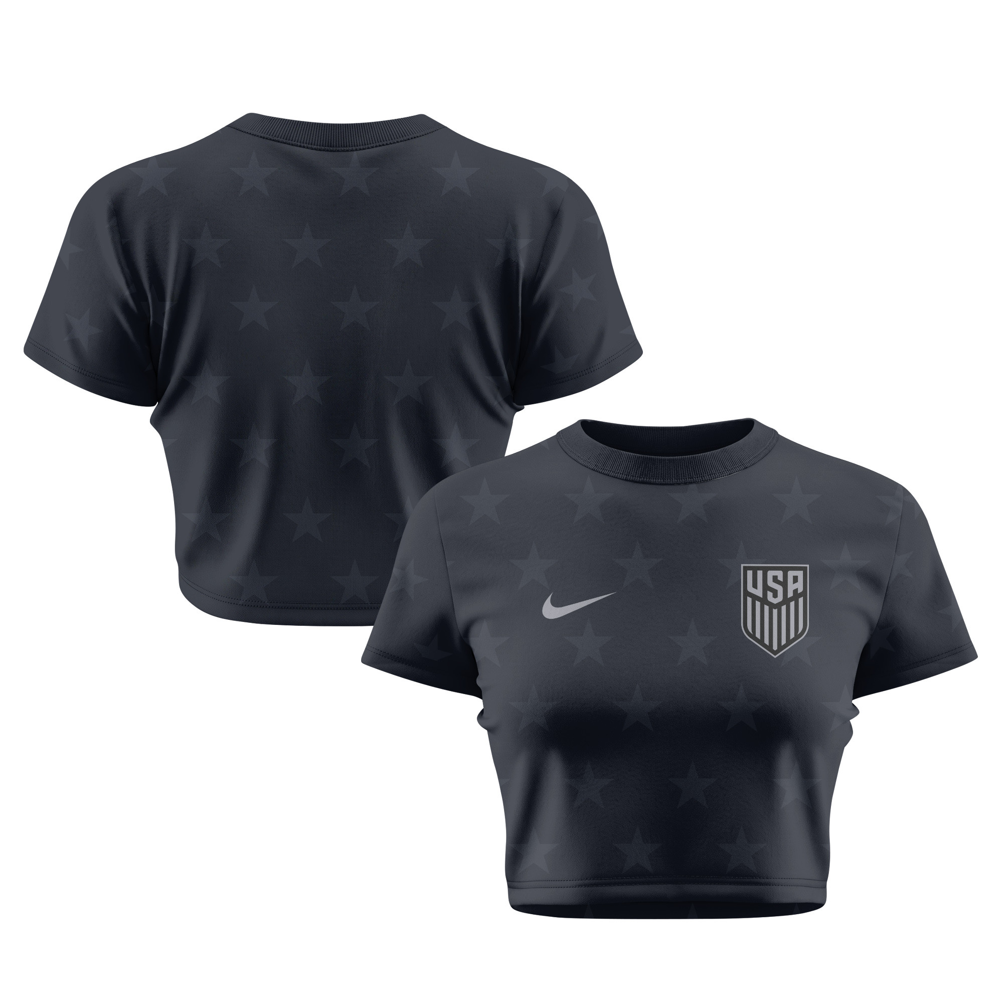 USMNT 2026 Women's Away All-Over Print Cropped Jersey - Black - Jersey Teams