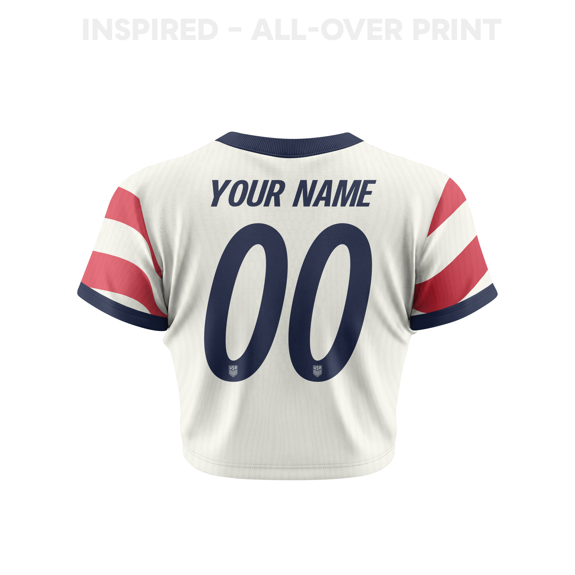 USMNT 2026 Women's Home All-Over Print Cropped Jersey - Personalized - Jersey Teams