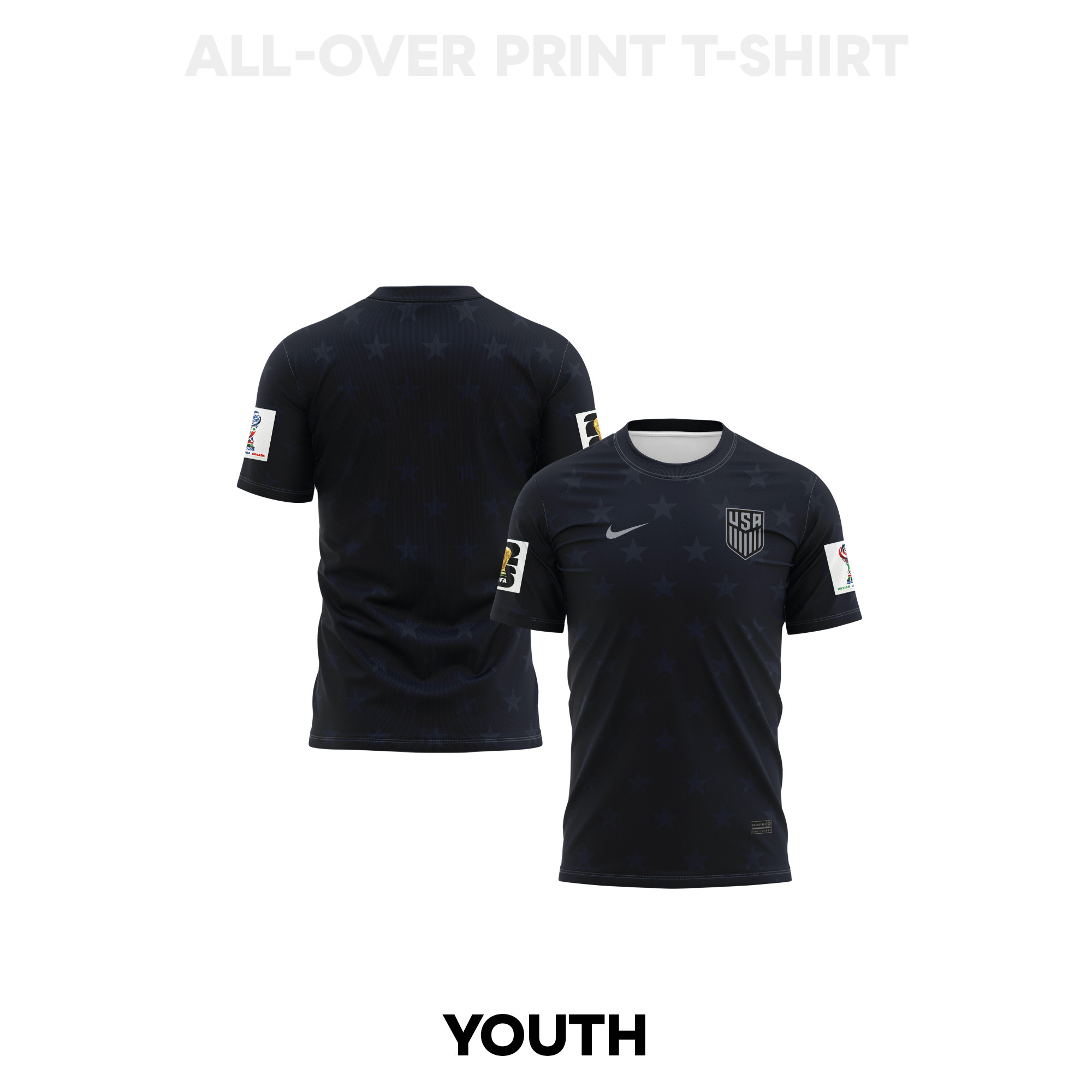 USMNT 2026 Youth Away 3D T-shirt Fully Printed – Black - Jersey Teams