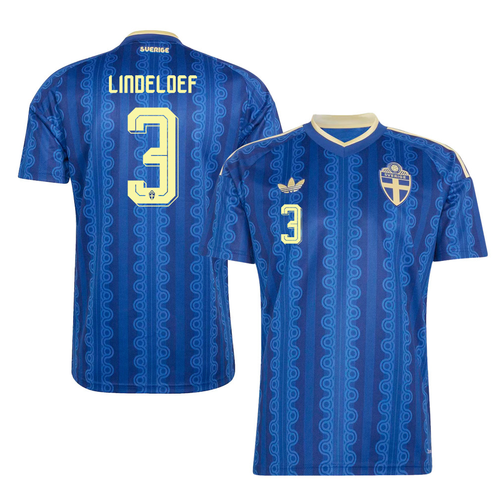 Victor Lindeloef 3 Sweden National Team 2026 Away Jersey - Blue, Men - Jersey Teams