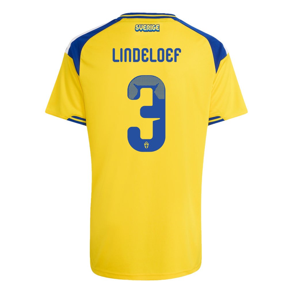 Victor Lindeloef 3 Youth Sweden National Team 2026 Home Jersey - Yellow - Jersey Teams