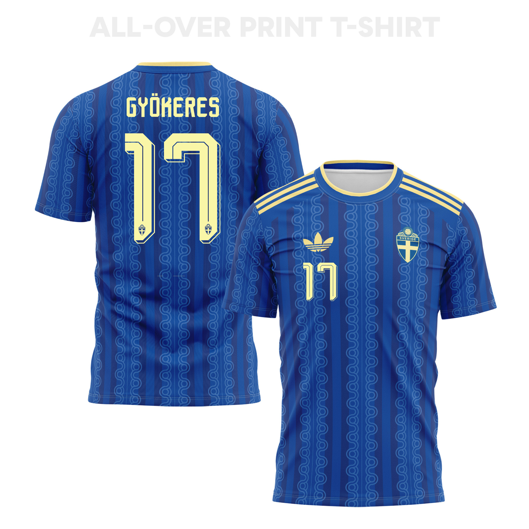 Viktor Gyoekeres 17 Sweden 2026 Away 3D T-Shirt Fully Printed – Unisex, Blue - Jersey Teams