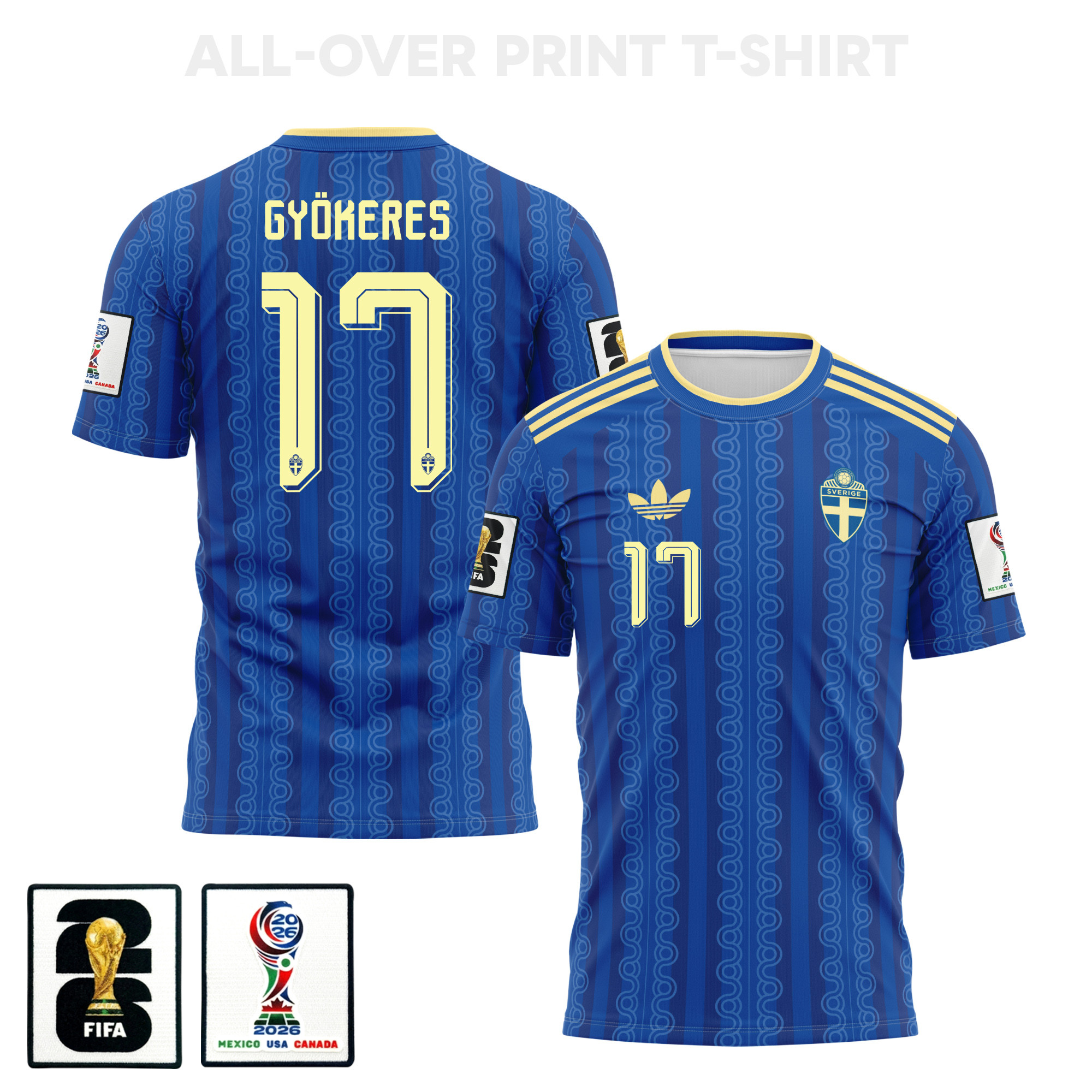 Viktor Gyoekeres 17 Sweden 2026 Away 3D T-Shirt Fully Printed – Unisex, Blue – Jersey Teams