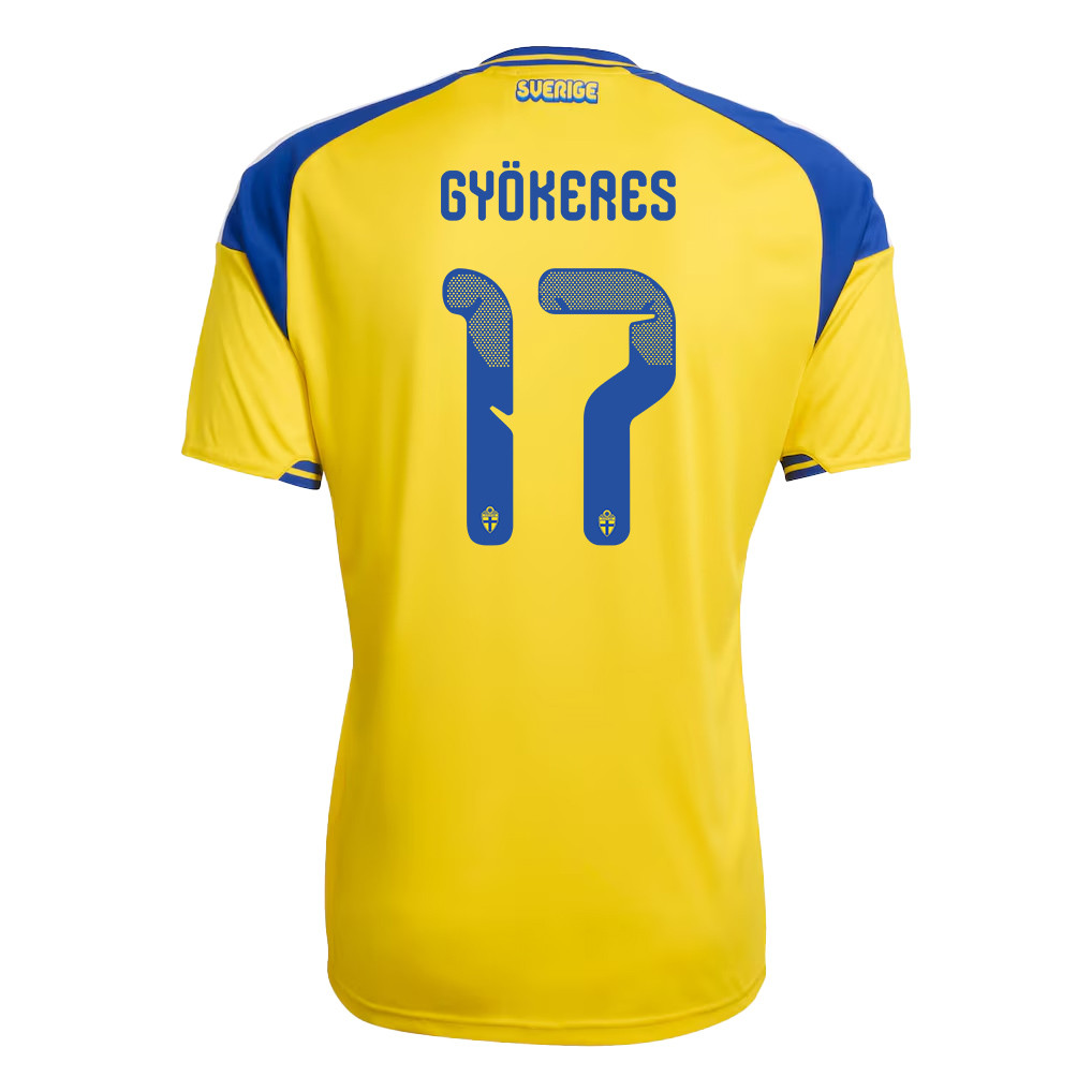 Viktor Gyoekeres 17 Sweden National Team 2026 x World Cup Patch Home Jersey - Yellow, Men - Jersey Teams
