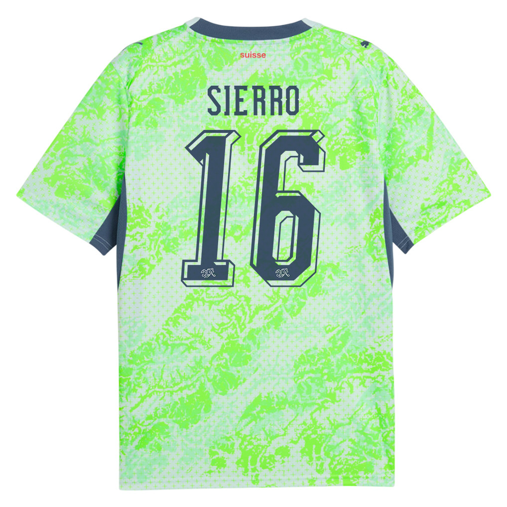 Vincent Sierro 16 Switzerland National Team 2026 Away Jersey - Men, Green - Jersey Teams