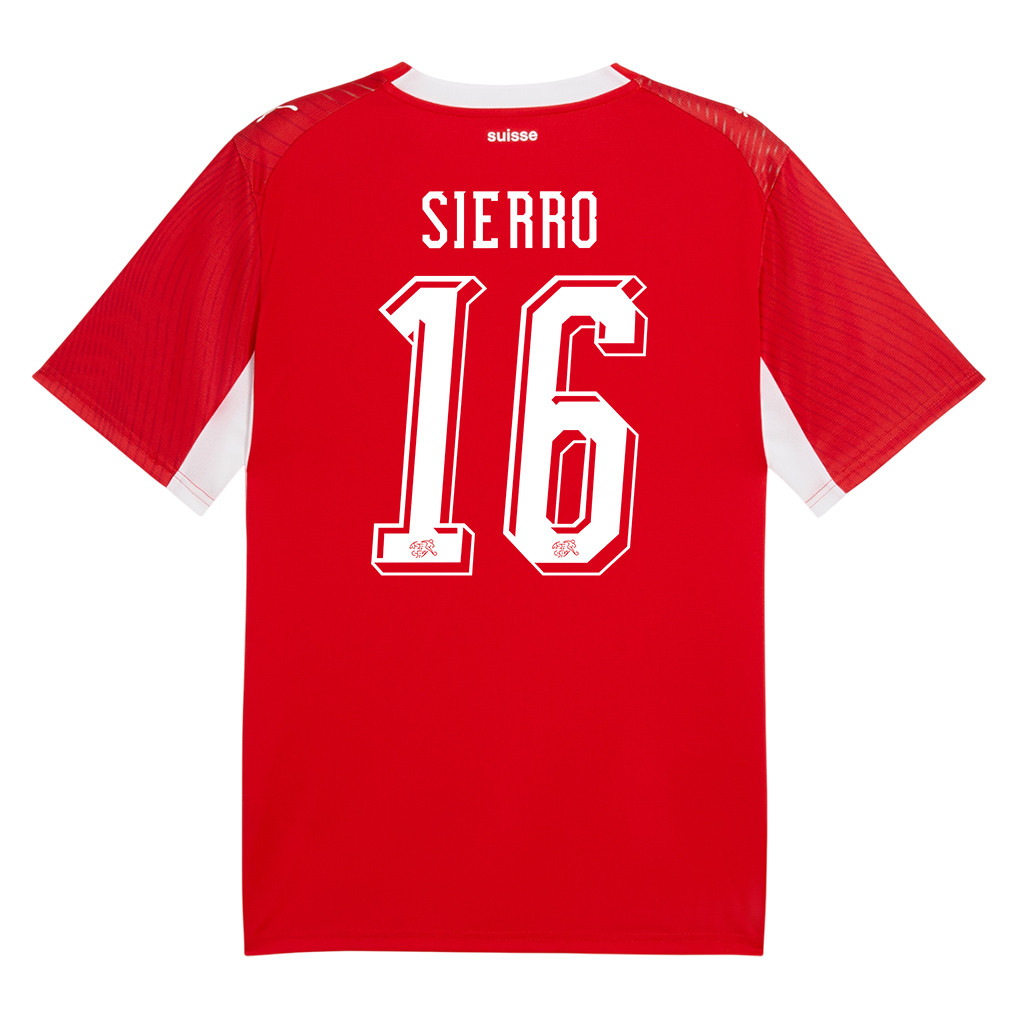 Vincent Sierro 16 Switzerland National Team 2026 x World Cup Patch Home Jersey - Red, Men - Jersey Teams