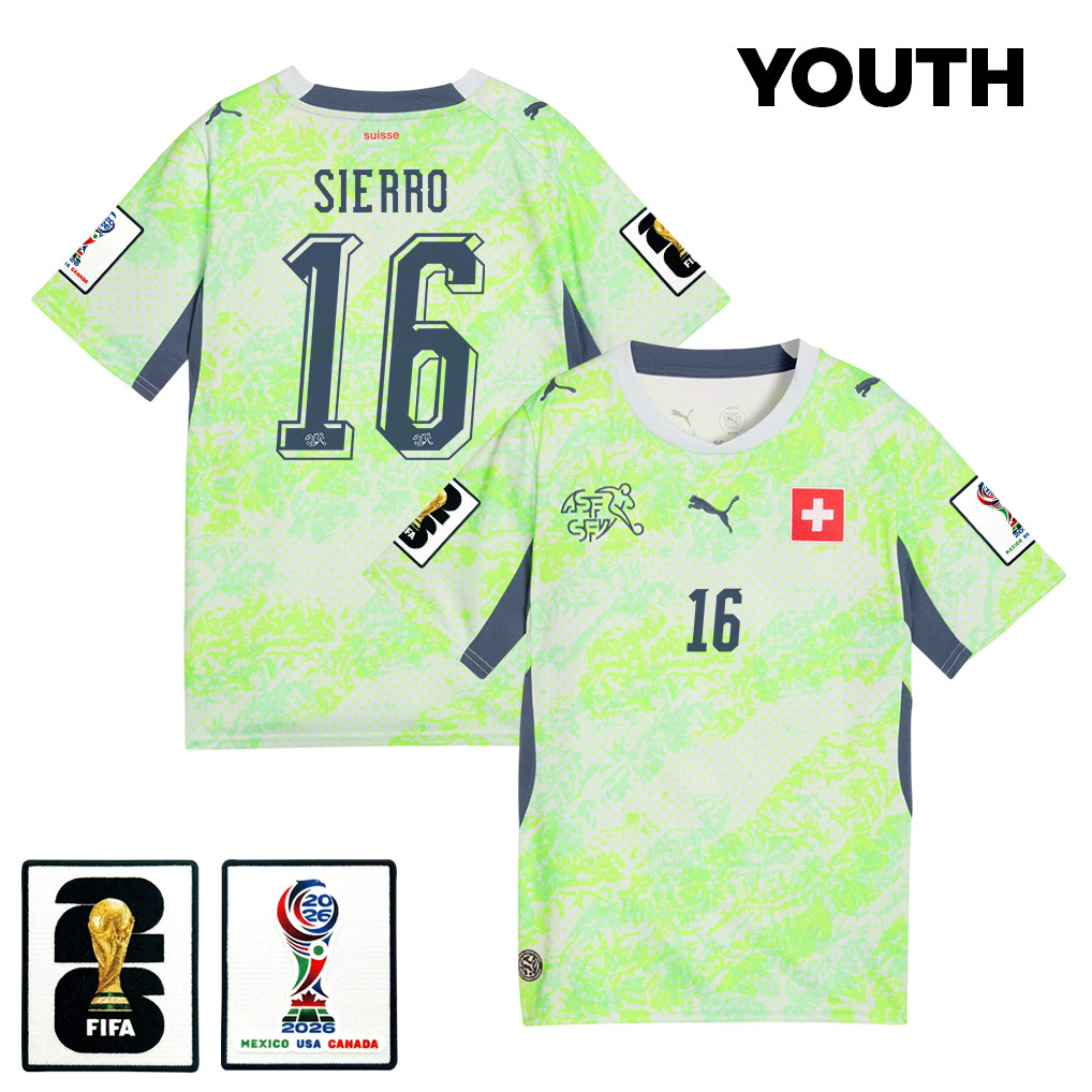 Vincent Sierro 16 Youth Switzerland National Team 2026 Away Jersey - Green - Jersey Teams
