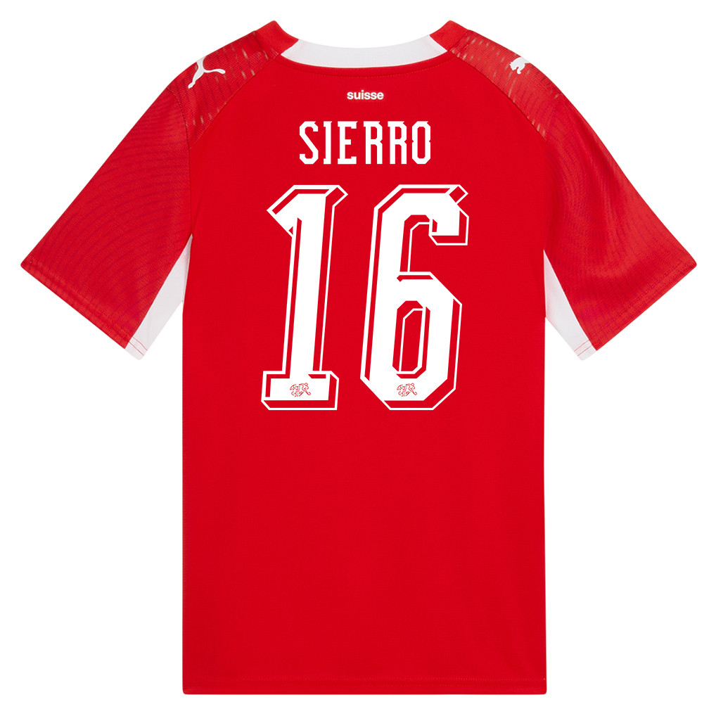 Vincent Sierro 16 Youth Switzerland National Team 2026 Home Jersey - Red - Jersey Teams