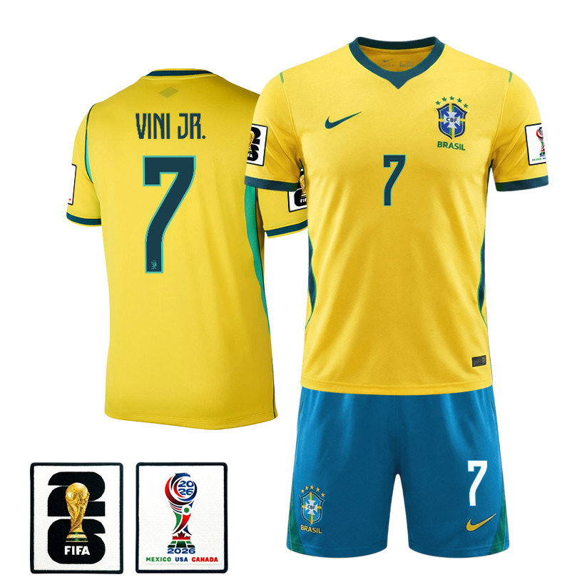 VinÃcius Júnior 7 Brazil 2026 Home Men Jersey & Shorts Set – Yellow – Jersey Teams