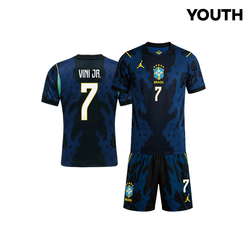 Vinícius Júnior 7 Brazil 2026 YOUTH Away Jersey & Shorts Set - Blue - Jersey Teams