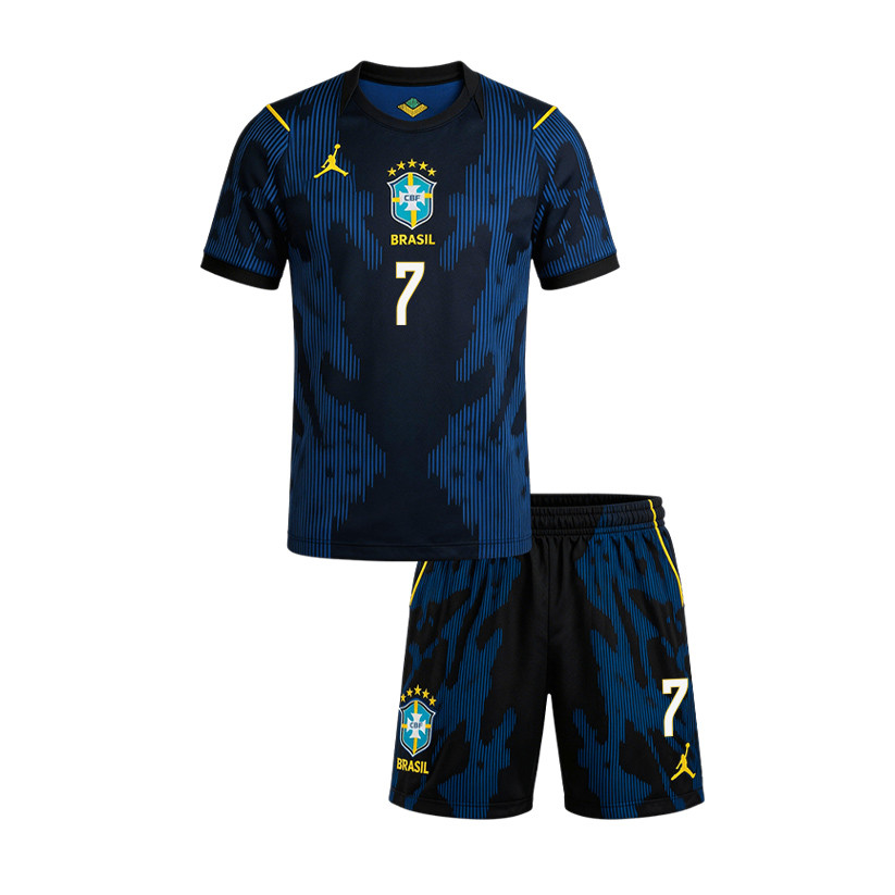 Vinícius Júnior 7 Brazil 2026 YOUTH Away Jersey & Shorts Set - Blue - Jersey Teams