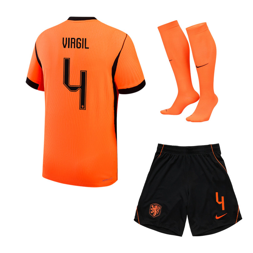 Virgil van Dijk 4 Netherlands 2026 Home Men Kit Set – Orange - Jersey Teams