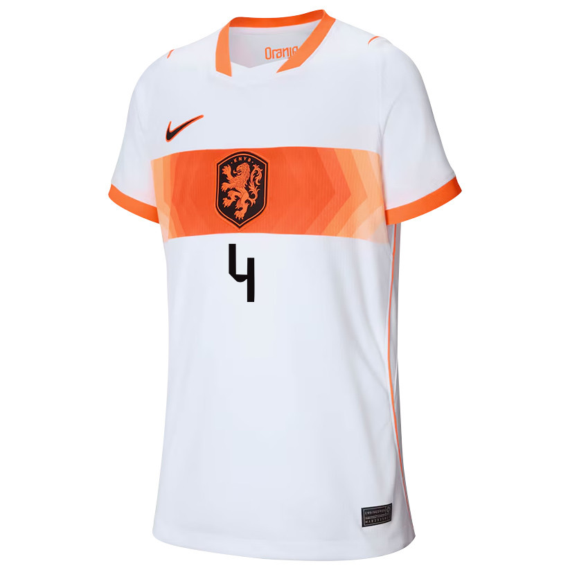 Virgil van Dijk 4 Youth Netherlands National Team 2026 Away Jersey - White - Jersey Teams