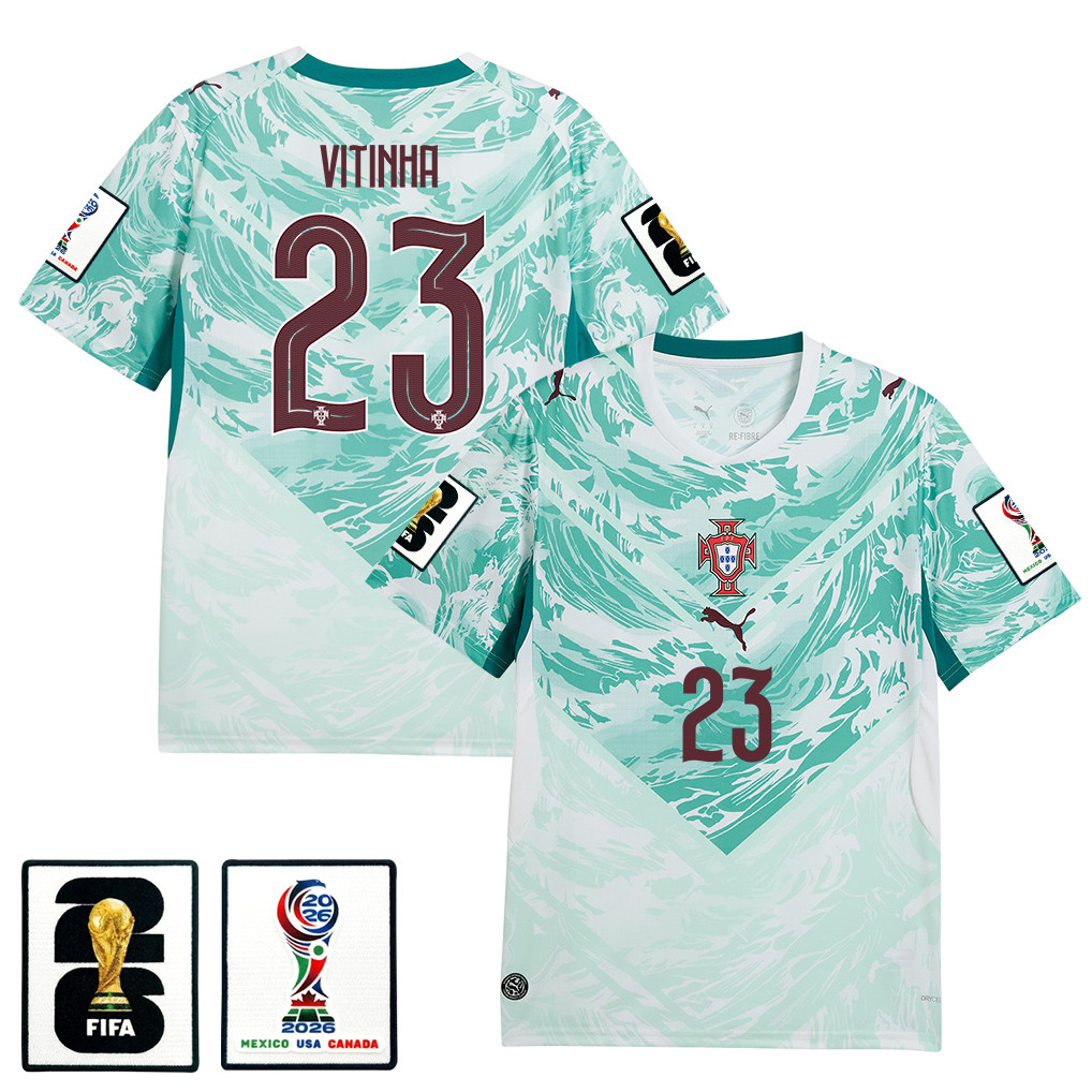 Vitinha 23 Portugal National Team 2026 x World Cup Patch Away Jersey - White, Men - Jersey Teams