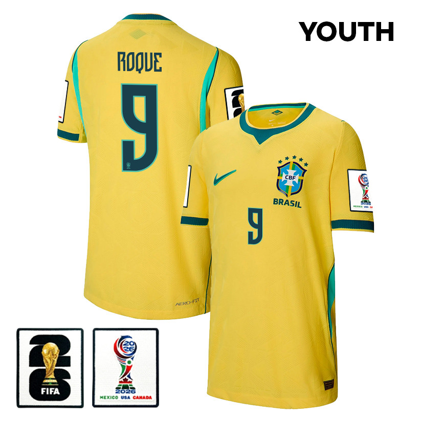 Vitor Roque 9 Youth Brazil National Team 2026 Home Jersey – Yellow – Jersey Teams