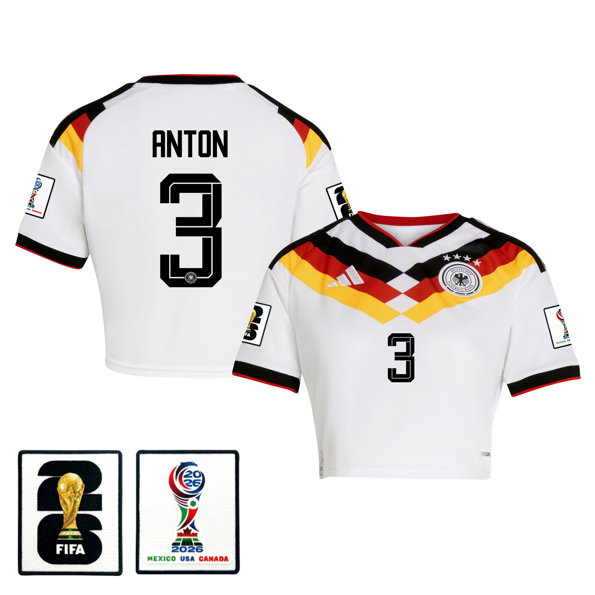 Waldemar Anton 3 Germany 2026 Home Women’s Cropped Jersey - White - Jersey Teams