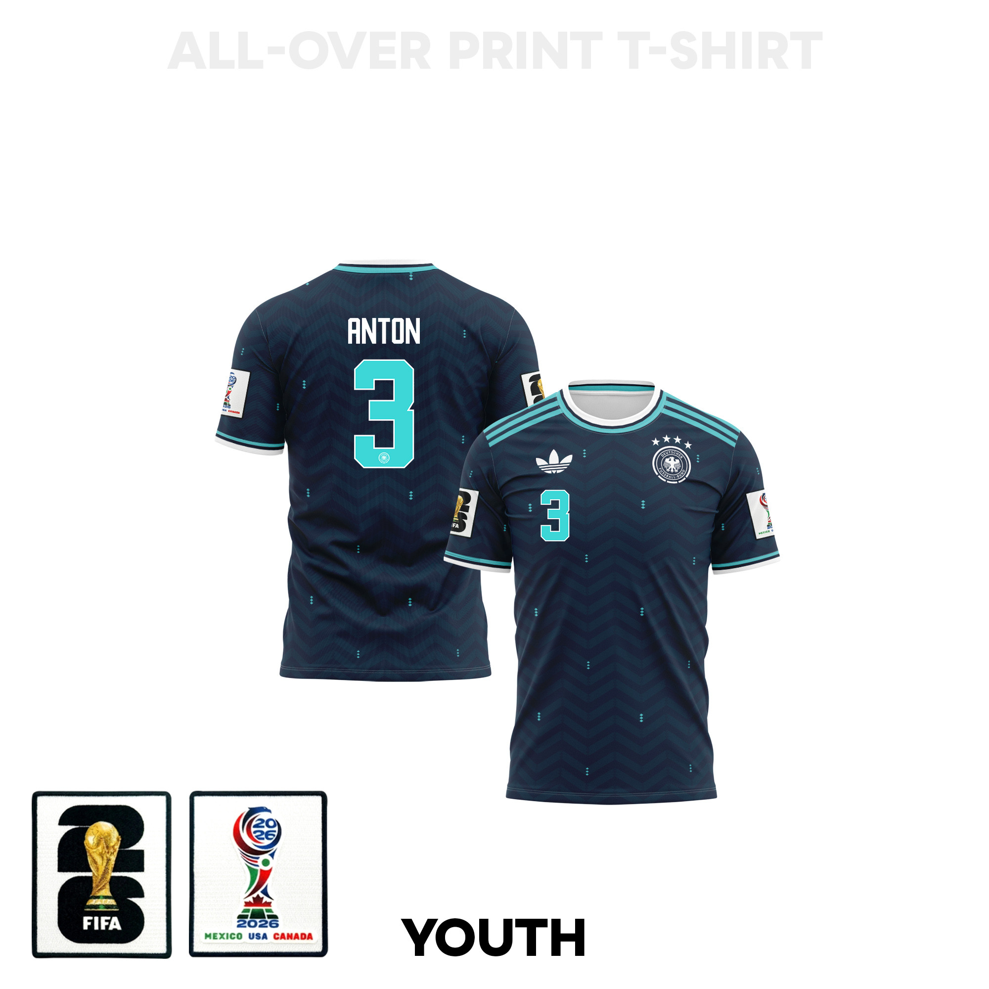 Waldemar Anton 3 Youth Germany 2026 Away 3D T-shirt Fully Printed – Navy - Jersey Teams