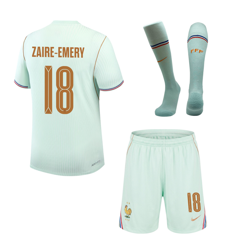 Warren Zaïre-Emery 18 France 2026 Away Men Kit Set – Green - Jersey Teams