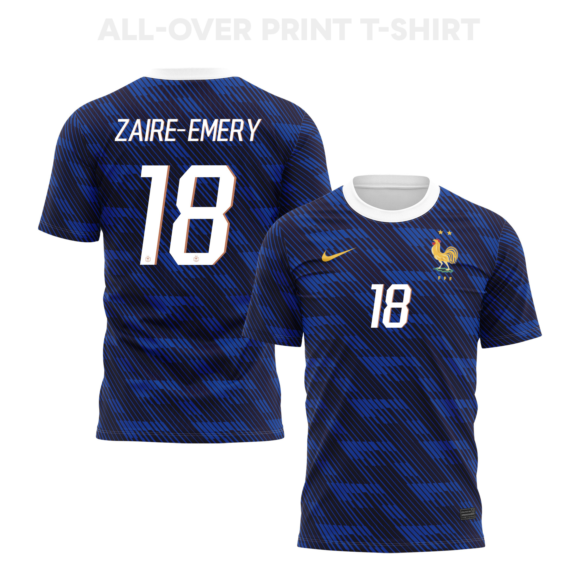 Warren Zaïre-Emery 18 France 2026 Home 3D T-Shirt Fully Printed – Unisex, Blue - Jersey Teams