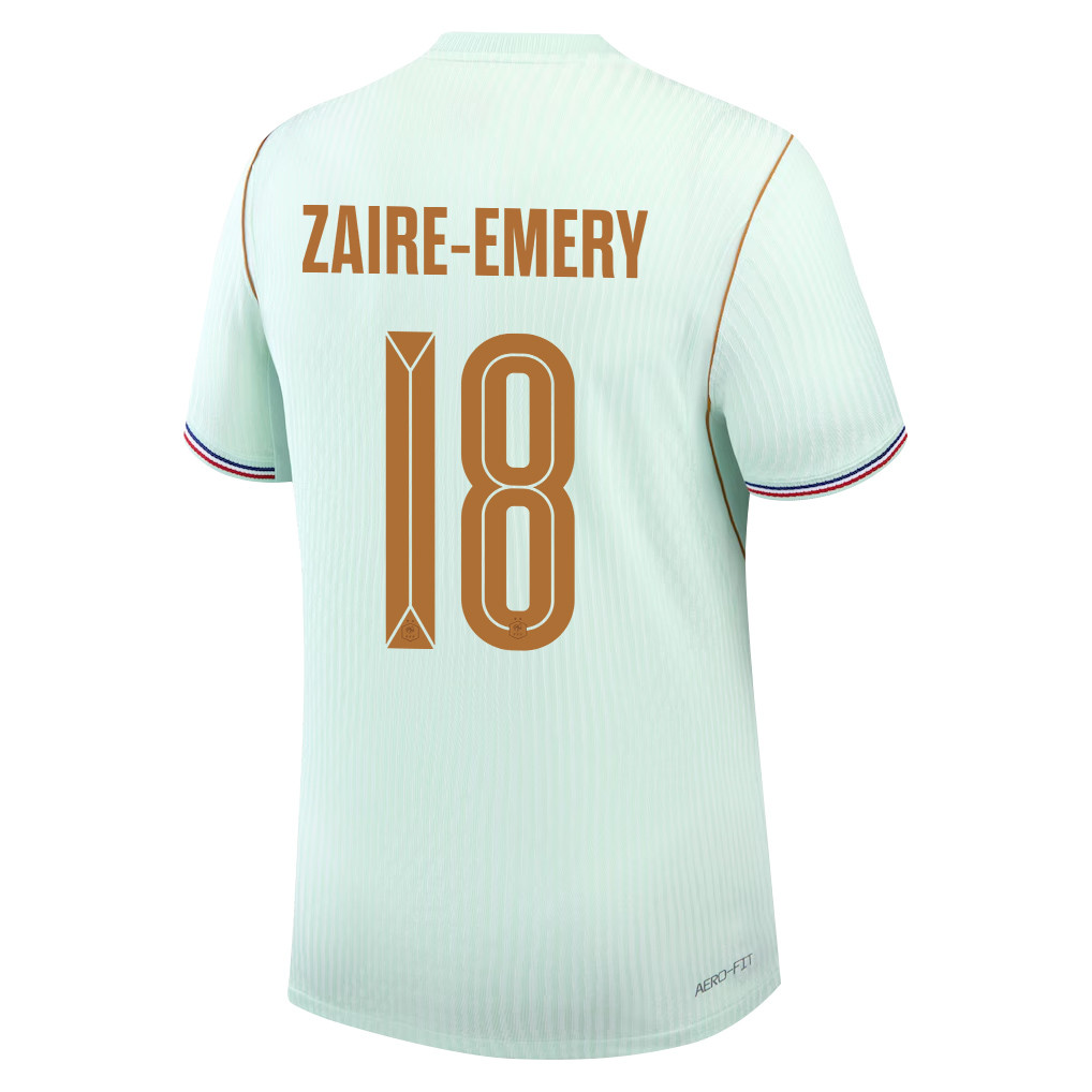 Warren Zaïre-Emery 18 France National Team 2026 Away Jersey - Green, Men - Jersey Teams