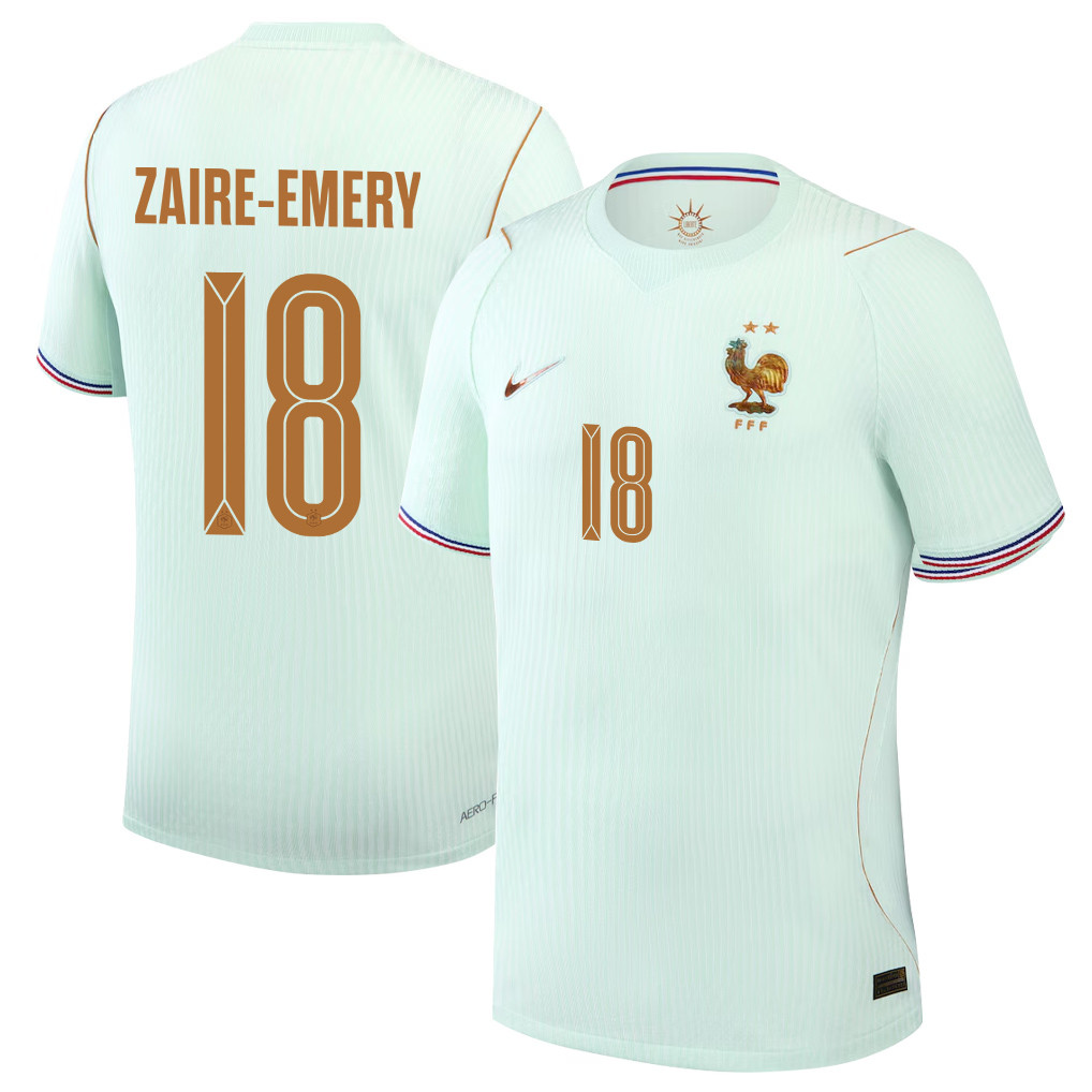 Warren Zaïre-Emery 18 France National Team 2026 Away Jersey - Green, Men - Jersey Teams