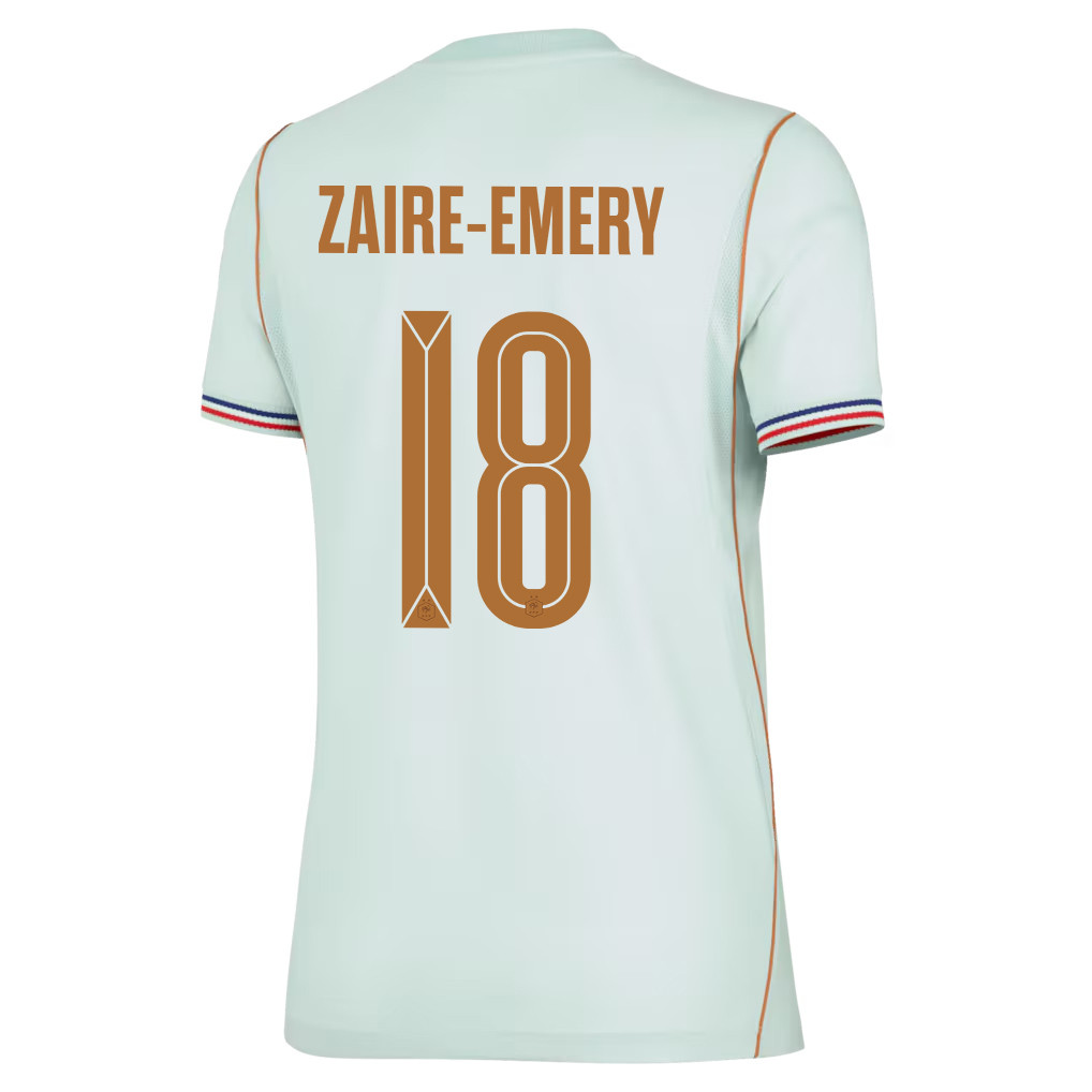 Warren Zaïre-Emery 18 France National Team 2026 Women's Away Jersey - Green - Jersey Teams