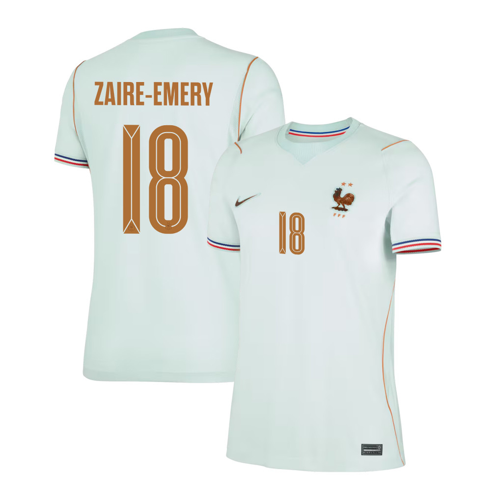 Warren Zaïre-Emery 18 France National Team 2026 Women's Away Jersey - Green - Jersey Teams