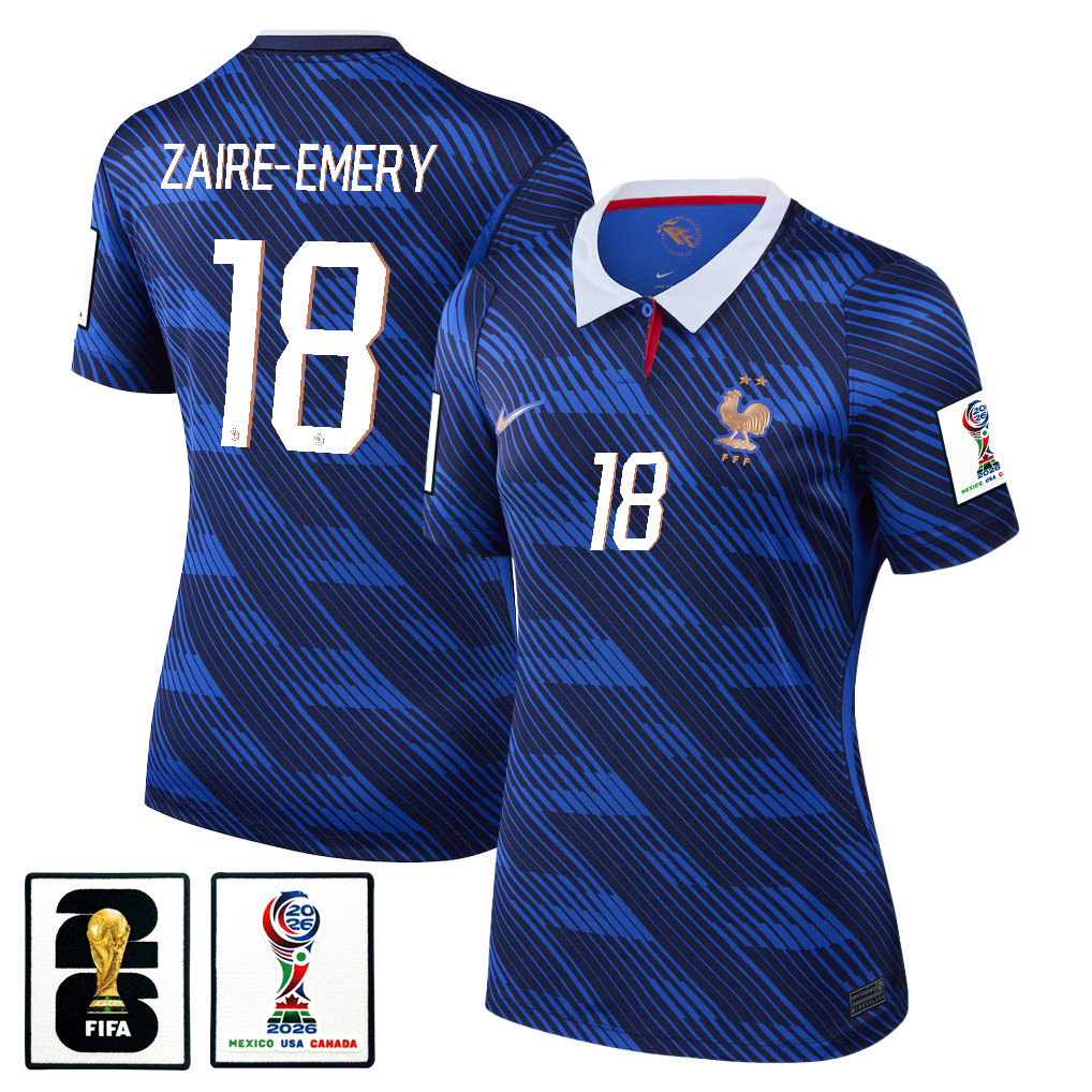 Warren Zaïre-Emery 18 Women’s France National Team 2026 Home Jersey – Blue – Jersey Teams