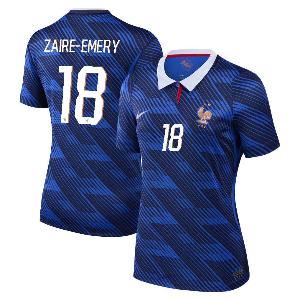 Warren Zaïre-Emery 18 Women's France National Team 2026 Home Jersey - Blue - Jersey Teams