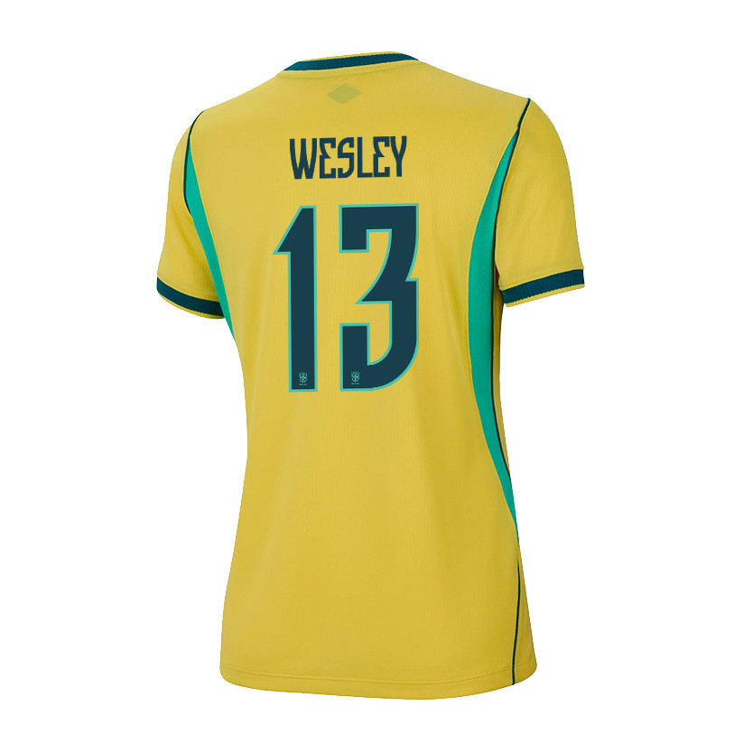 Wesley França 13 Women's Brazil National Team 2026 Home Jersey - Yellow - Jersey Teams