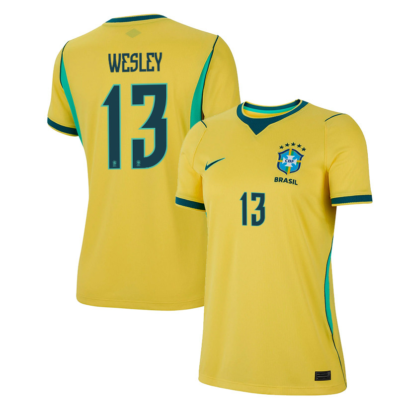 Wesley França 13 Women's Brazil National Team 2026 Home Jersey - Yellow - Jersey Teams