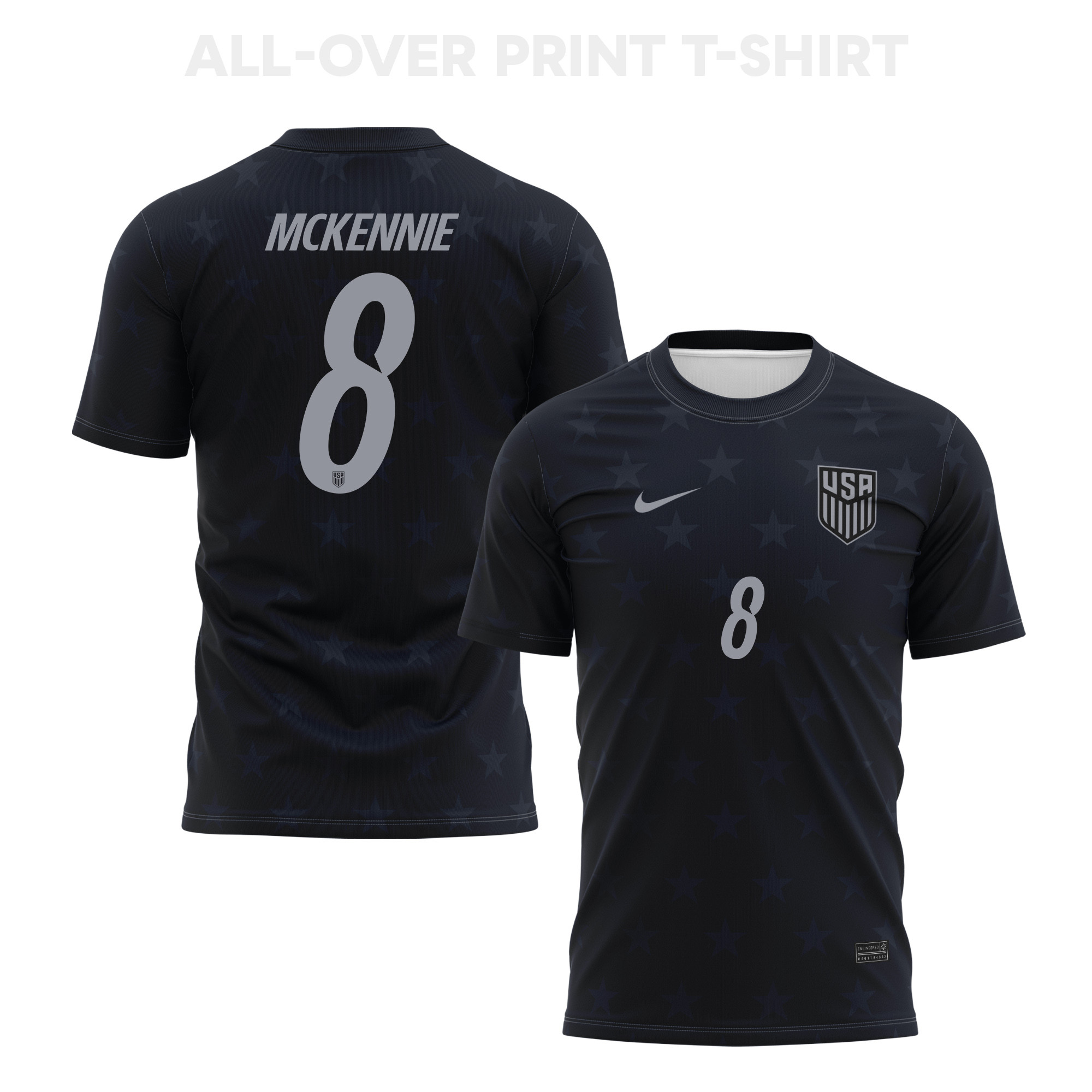 Weston McKennie 8 USMNT 2026 Away 3D T-Shirt Fully Printed – Unisex, Black - Jersey Teams