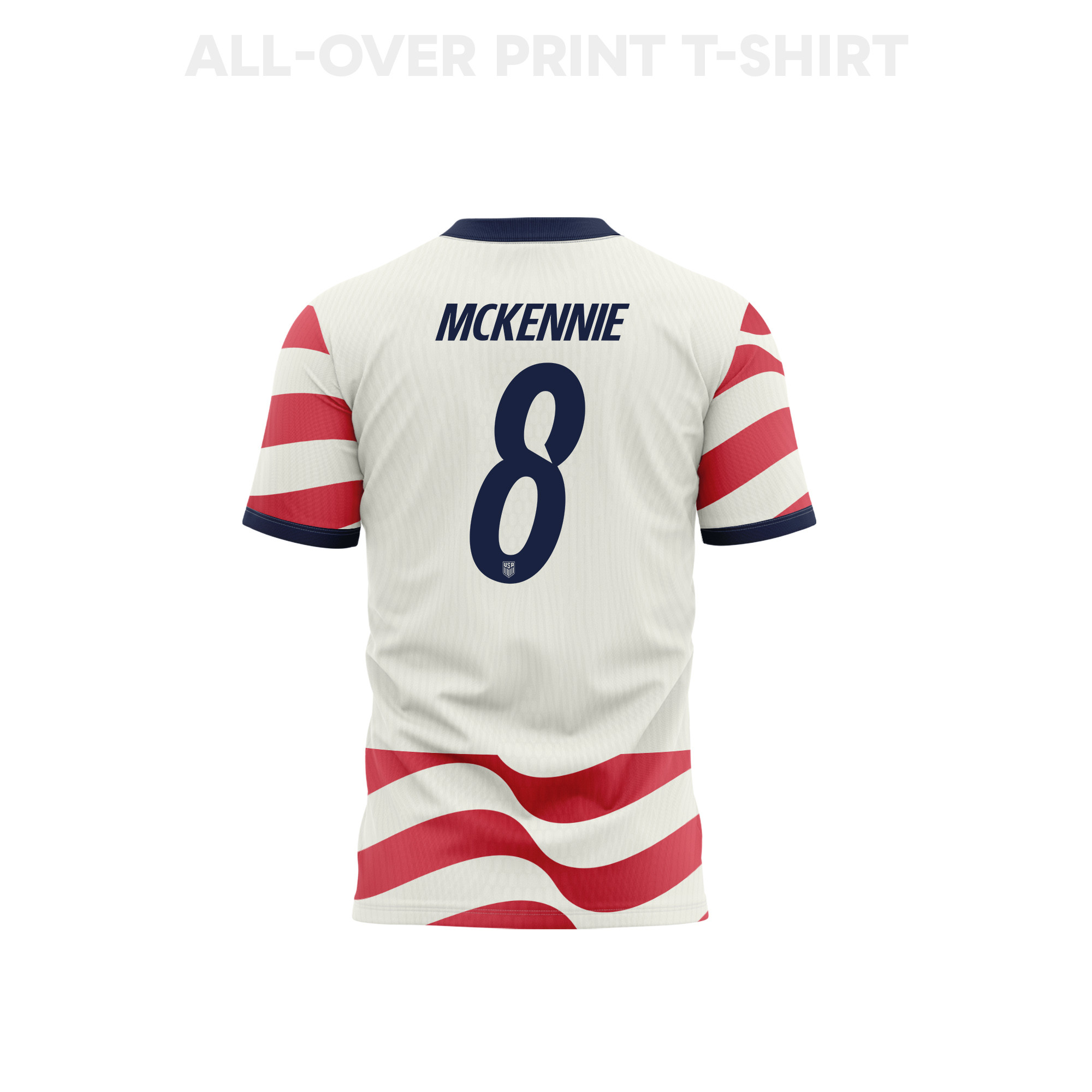 Weston McKennie 8 USMNT 2026 Home 3D T-Shirt Fully Printed – Unisex, White/Red - Jersey Teams