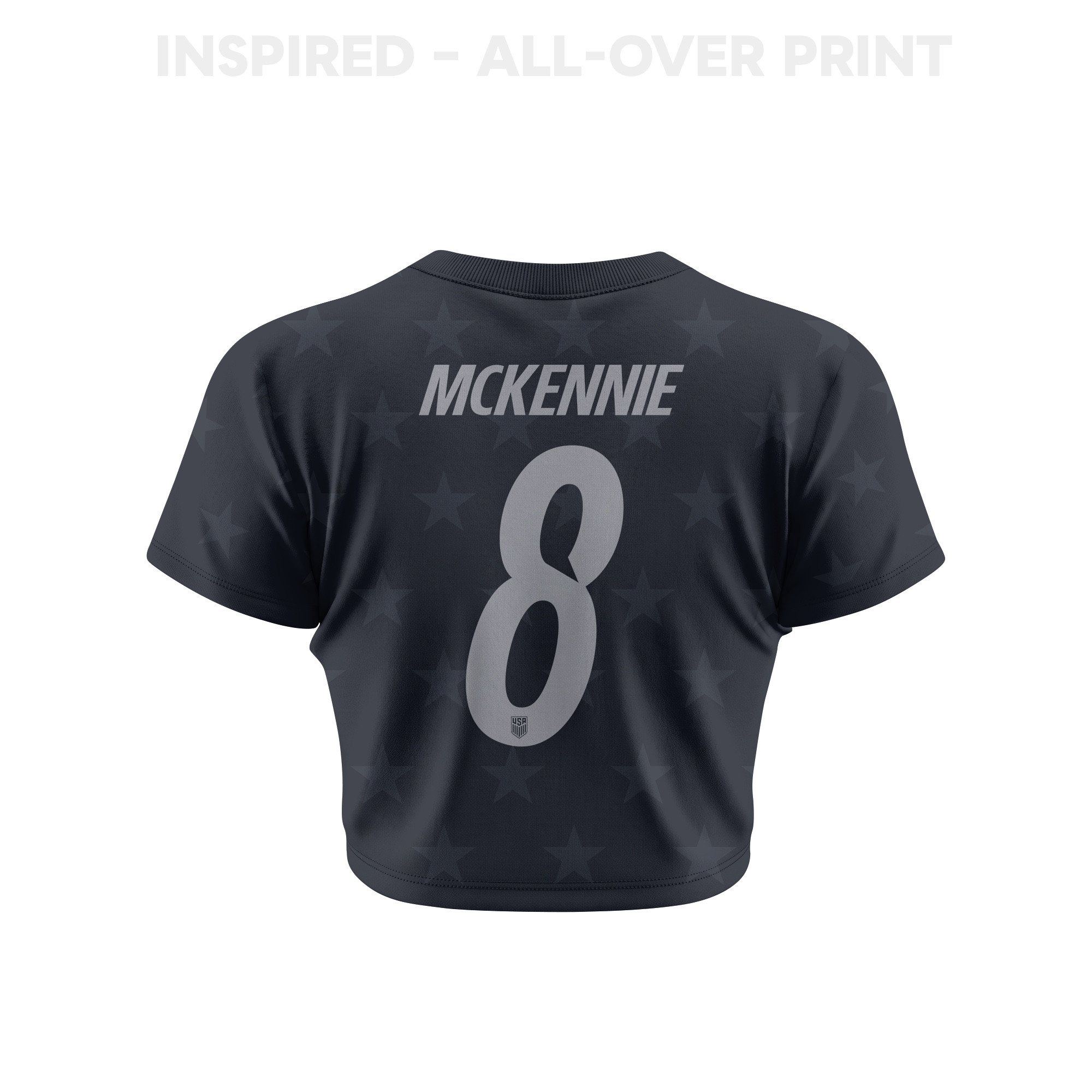 Weston McKennie 8 USMNT 2026 Women's Away All-Over Print Cropped Jersey - Black - Jersey Teams