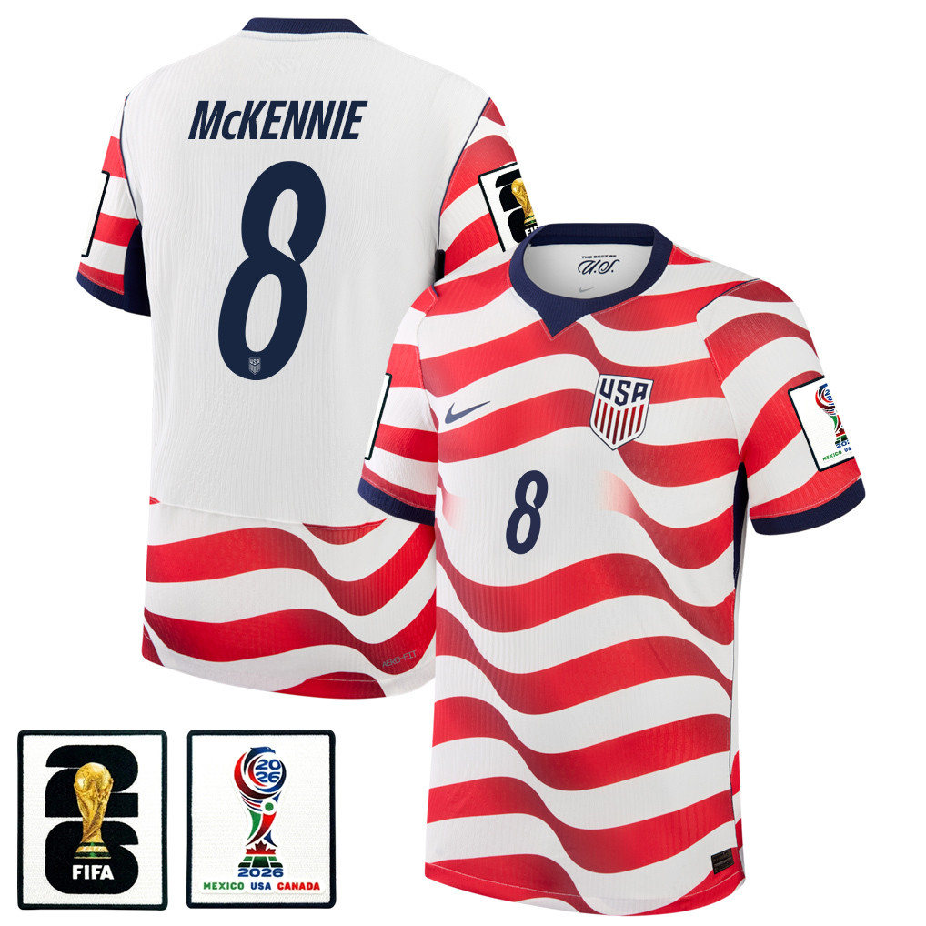 Weston McKennie 8 USMNT 2026 x World Cup Patch Home Match Jersey - White, Men - Jersey Teams