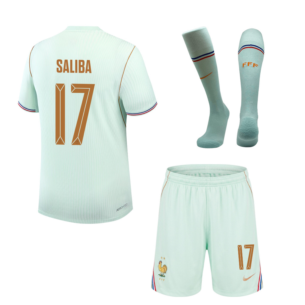 William Saliba 17 France 2026 Away Men Kit Set – Green - Jersey Teams
