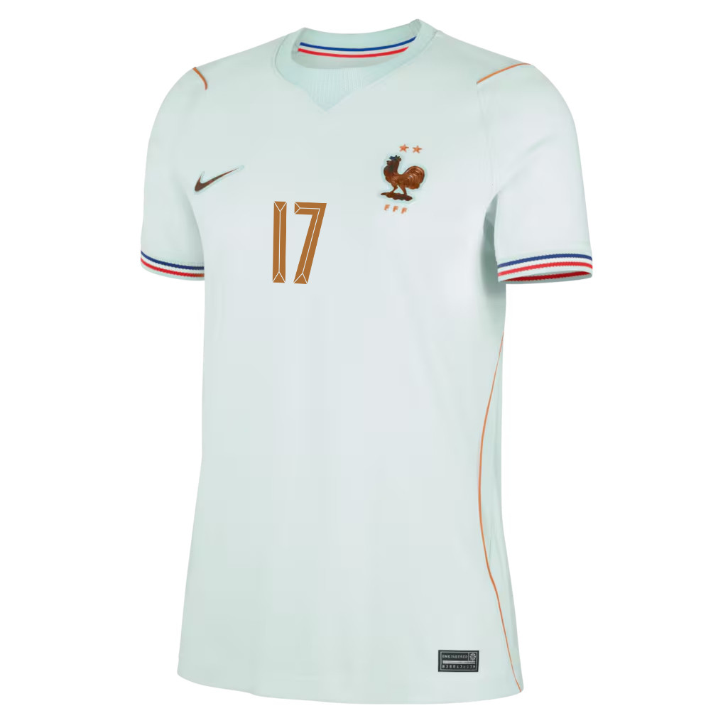 William Saliba 17 France National Team 2026 Women's Away Jersey - Green - Jersey Teams