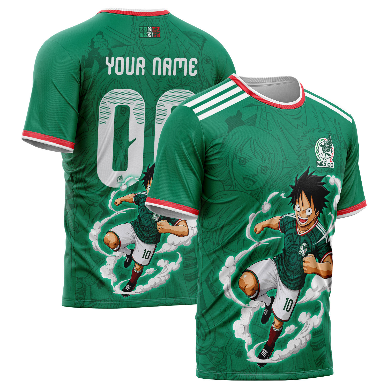World Cup 2026 Mexico X OP Luffy Awakening Tango Smoke All Over Print Jersey - Jersey Teams