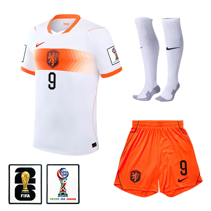 Wout Weghorst 9 Netherlands 2026 Away Men Kit Set – White – Jersey Teams